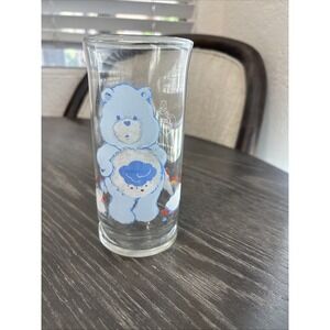 Vintage 1983 Care Bears Grumpy Bear Clear Drinking Glass Pizza Hut